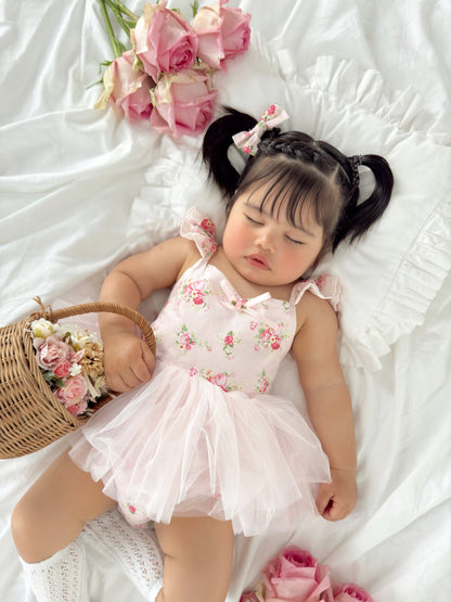 Mirabelle Flower Candy Pink Baby Girl Floral Tulle Party Romper