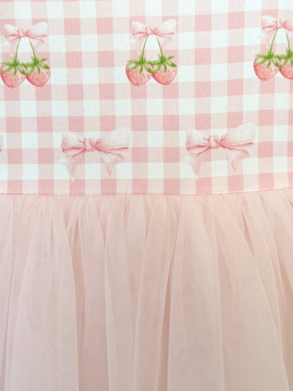Berry Bliss Pink Gingham Baby Girl Tulle Party Romper
