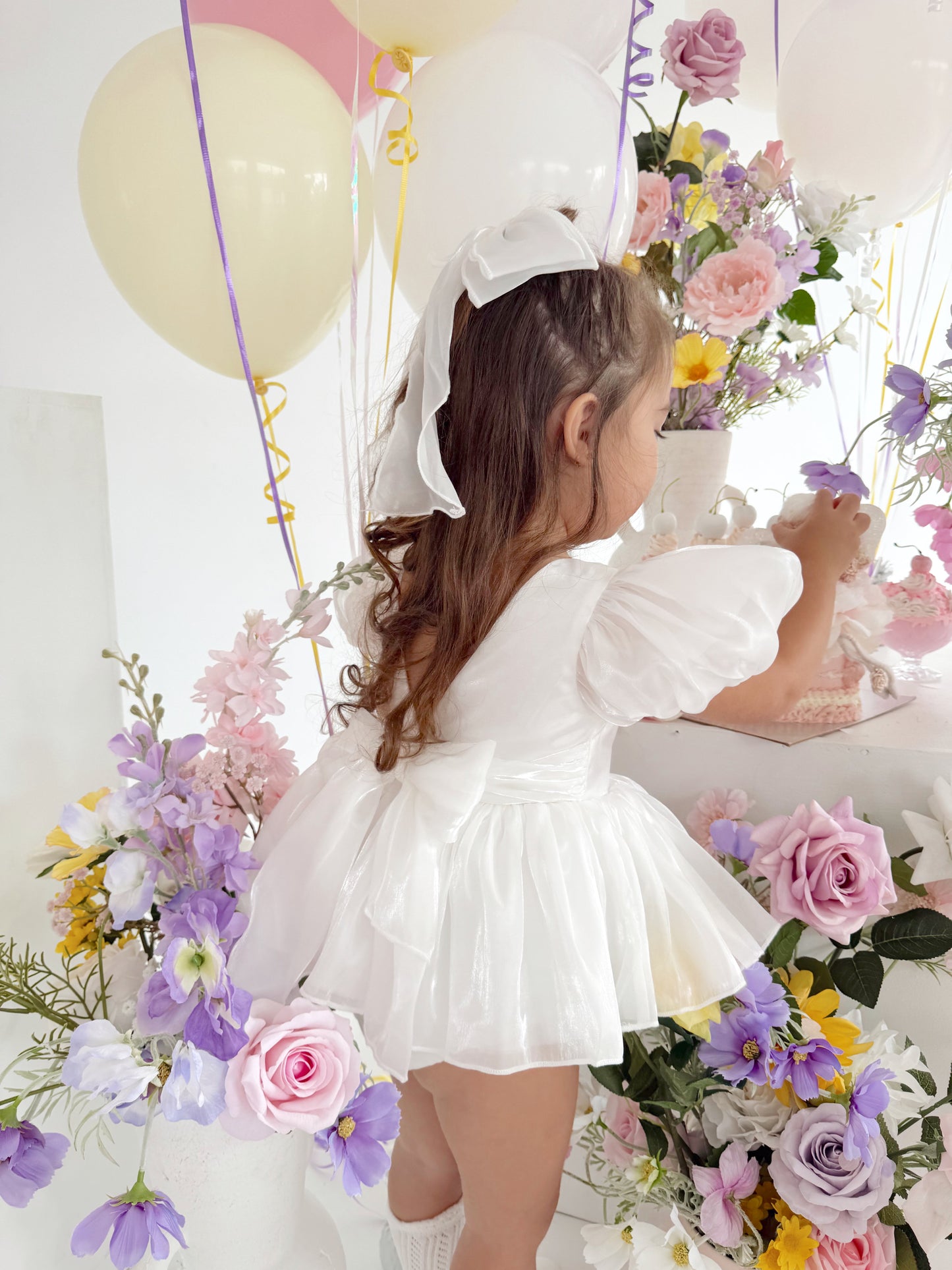 Dolly White Organza Baby Girl Party Romper