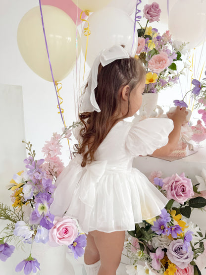 Dolly White Organza Baby Girl Party Romper