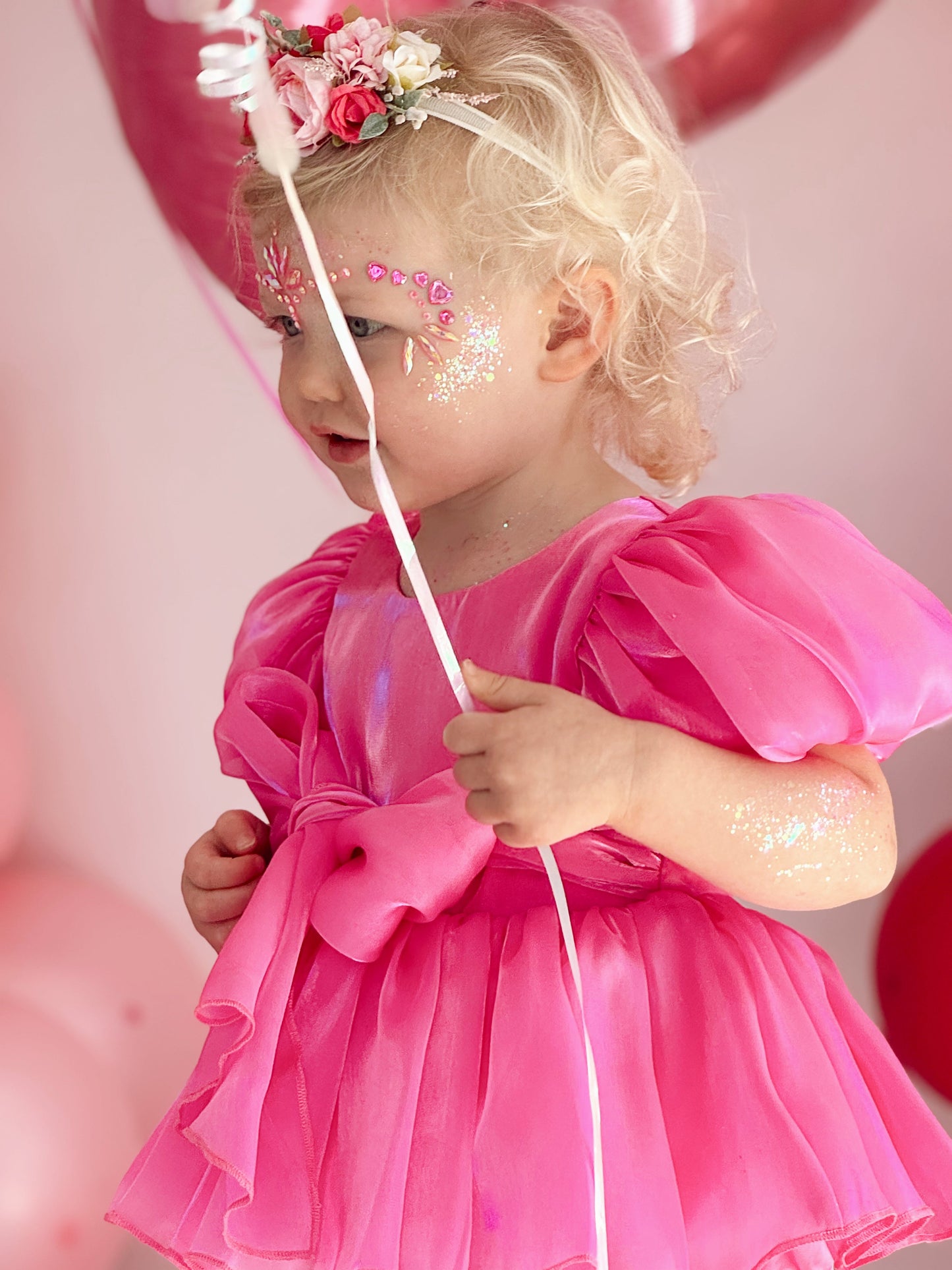 Dolly Fuchsia Pink Organza Baby Girl Party Romper
