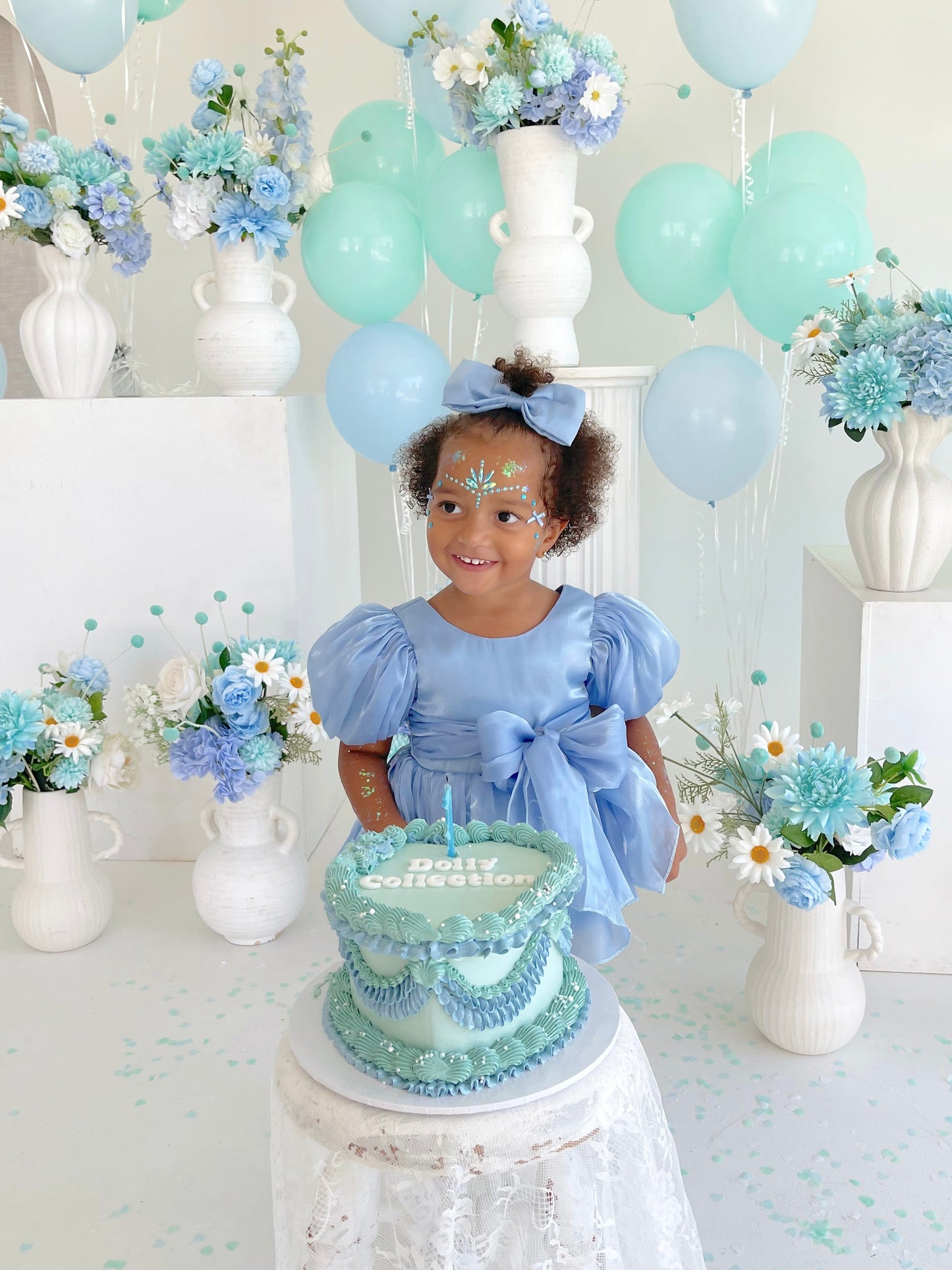 Dolly Dove Blue Organza Baby Girl Party Romper