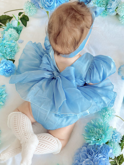 Dolly Dove Blue Organza Baby Girl Party Romper
