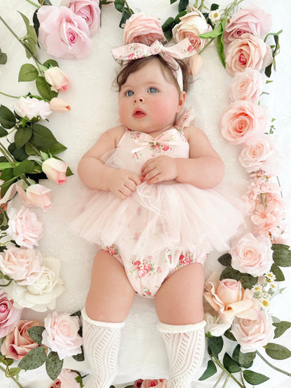 Mirabelle Flower Candy Pink Baby Girl Floral Tulle Party Romper