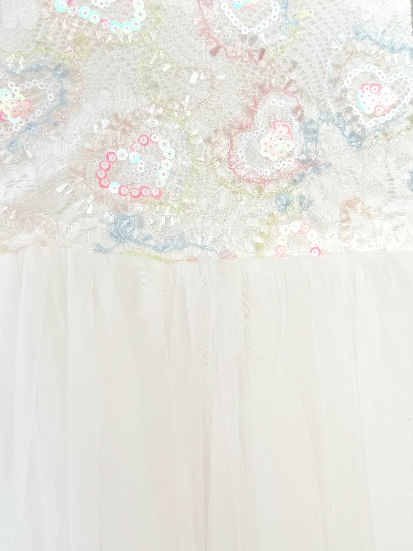 Josephine Lace Blossom Baby Girl Sequin White Tulle Party Romper