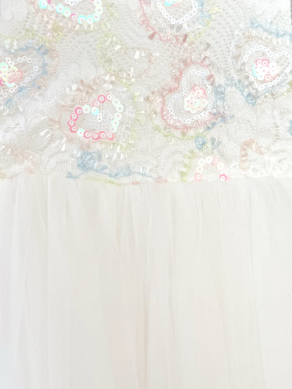 Josephine Lace Blossom Baby Girl Sequin White Tulle Party Romper