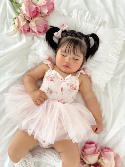 Mirabelle Flower Candy Pink Baby Girl Floral Tulle Party Romper