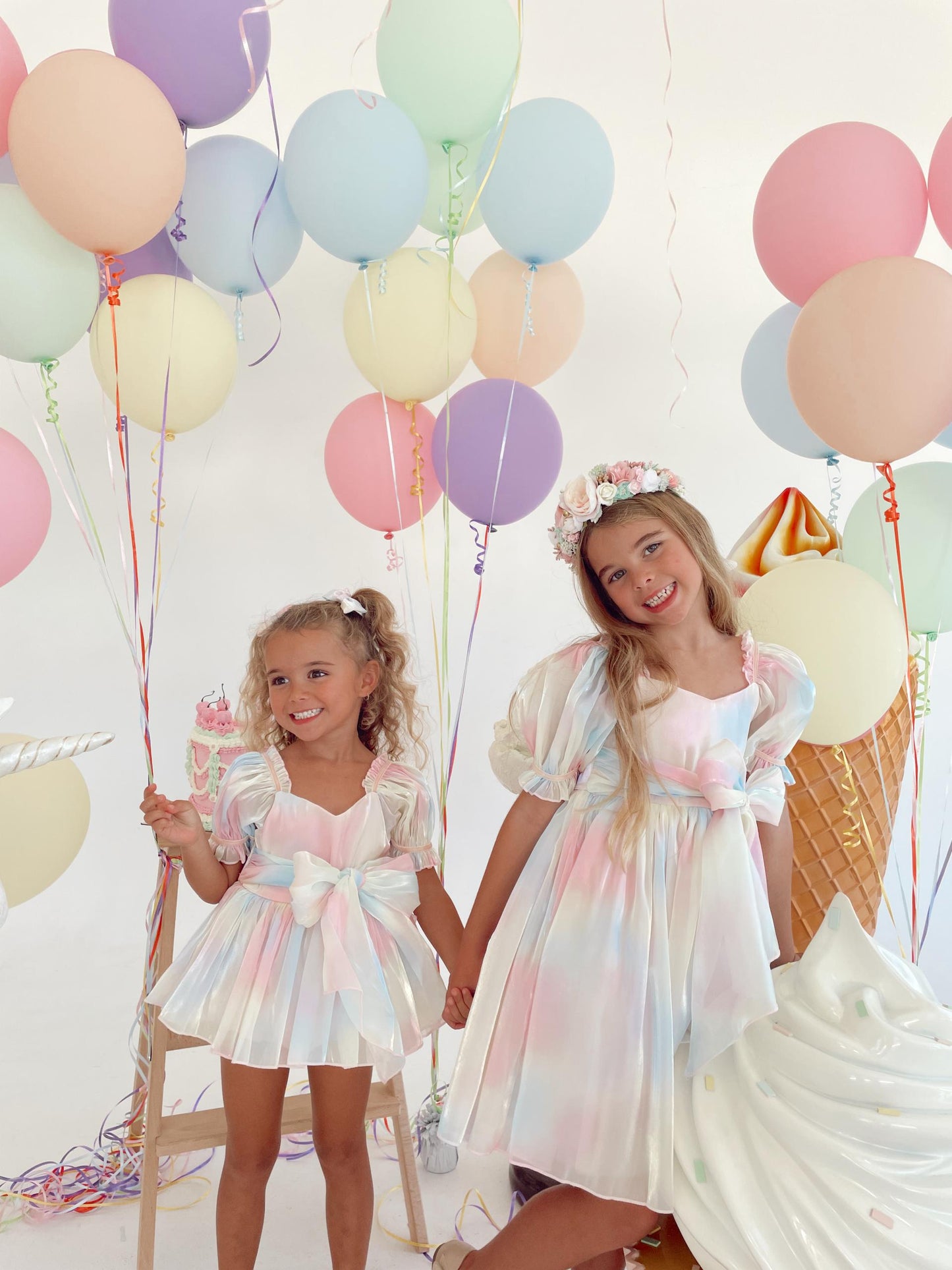 Sherbet Fairy Pastel Rainbow Organza Baby Girl Party Romper