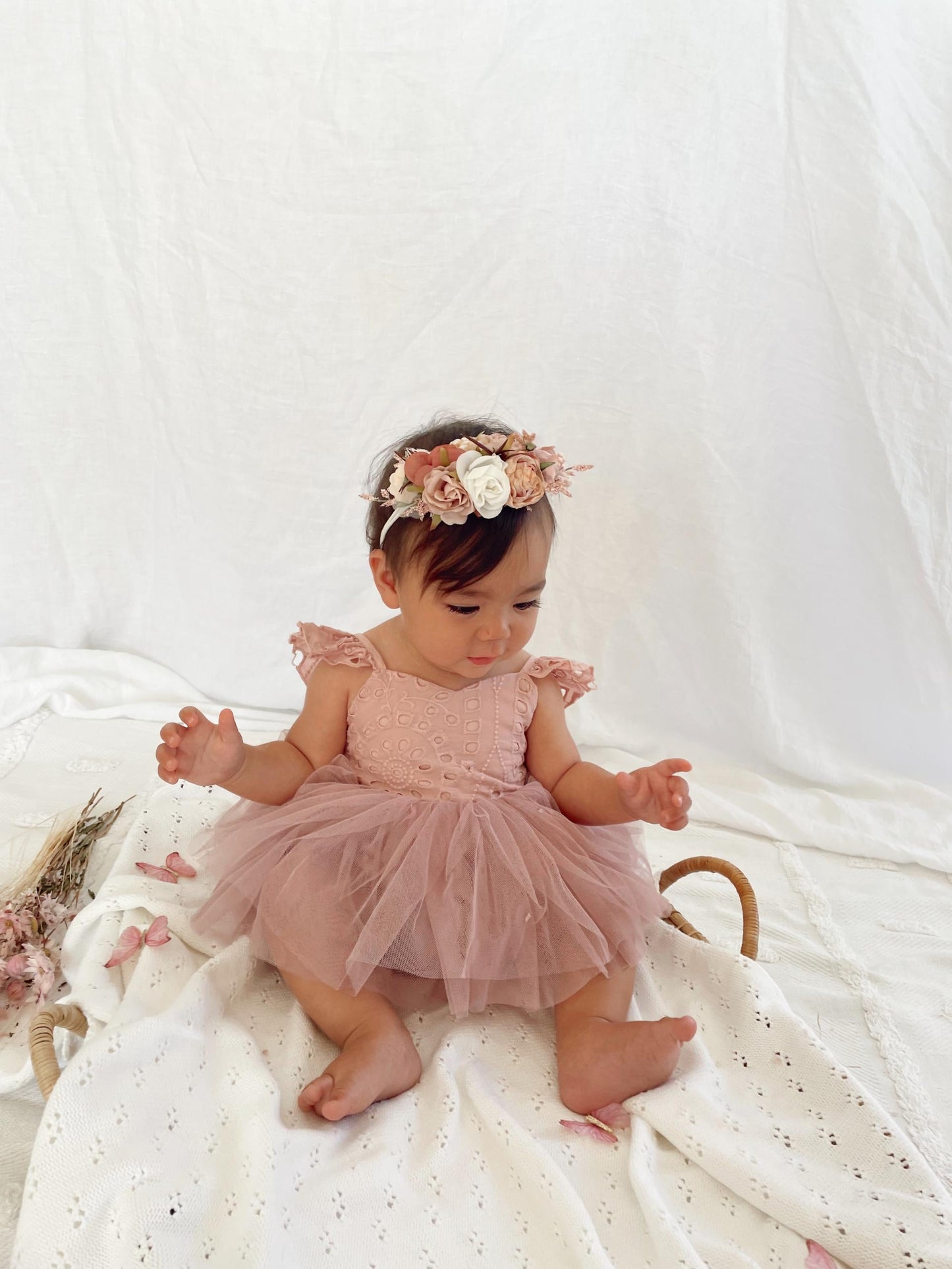 Trixie Belle Dusty Rose Pink Tutu Baby Girl Tulle Party Romper