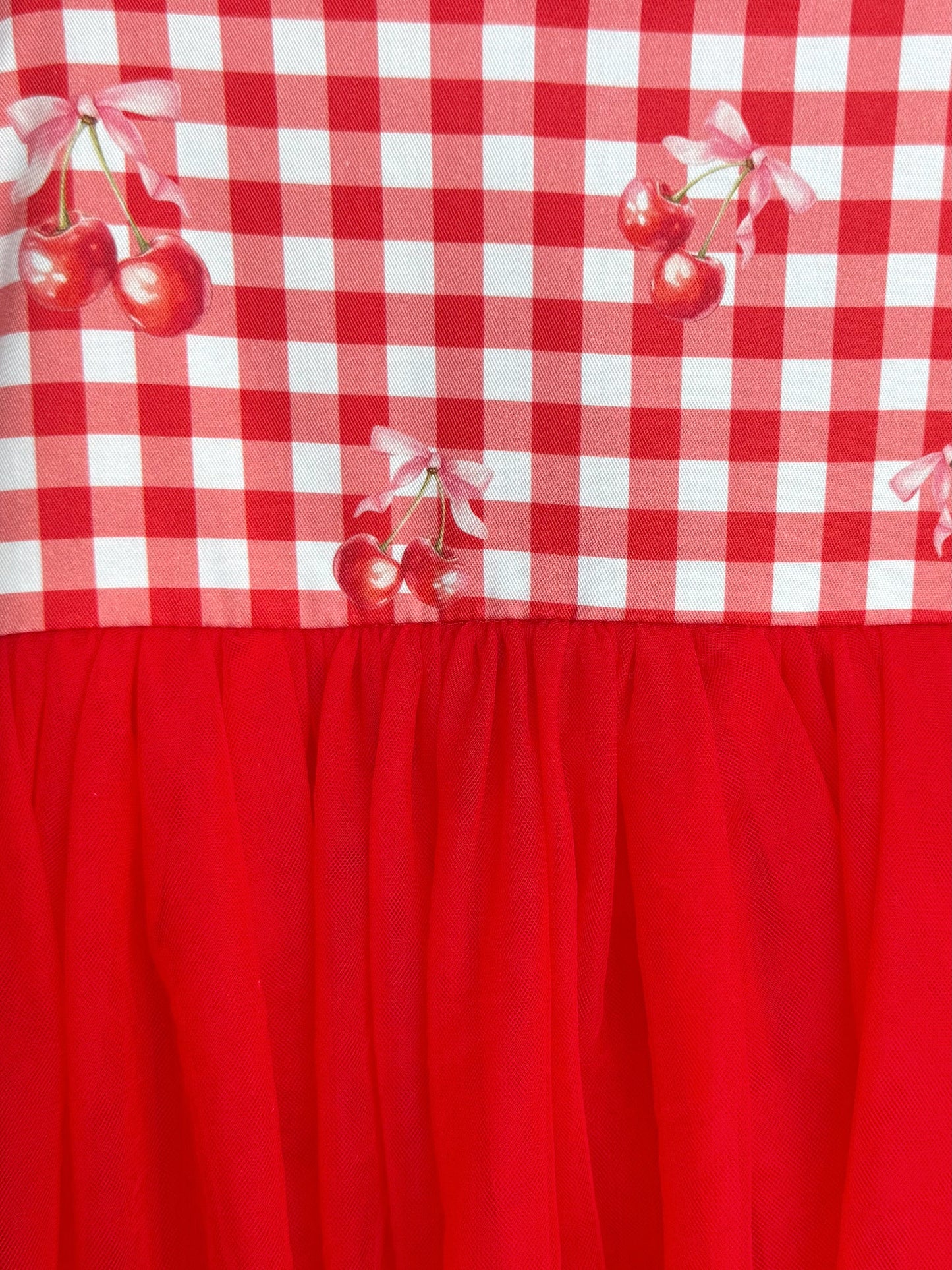 Cherry Lane Red Gingham Baby Girl Tulle Party Romper