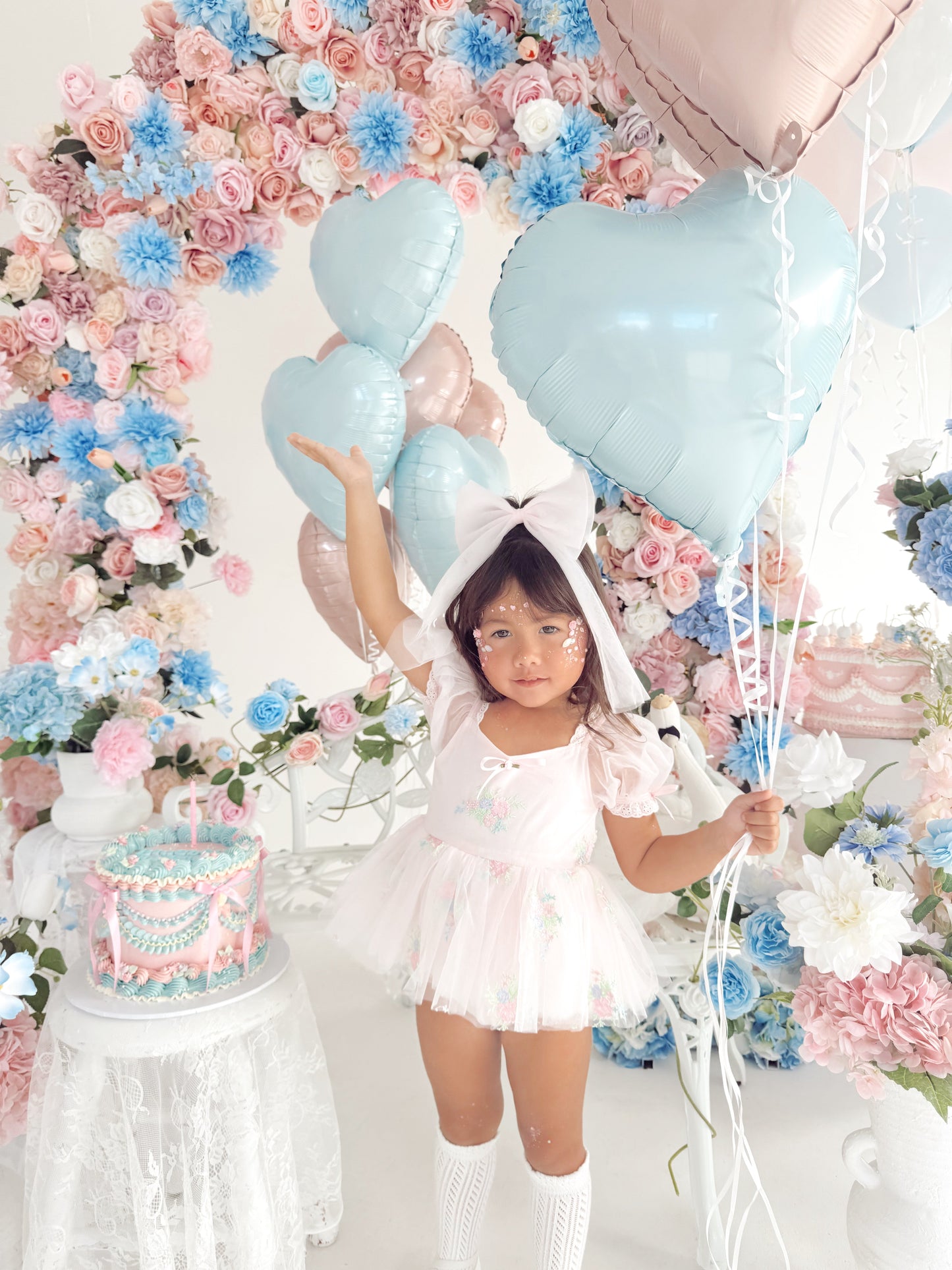 Peony Bloom Petal Pink Embroidered Baby Girl Tulle Party Romper