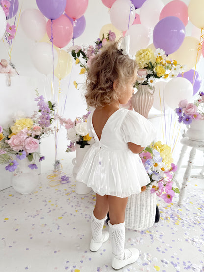 Dolly White Organza Baby Girl Party Romper
