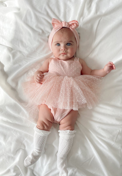 Wildflower Pink Rose Baby Girl Tulle Party Romper