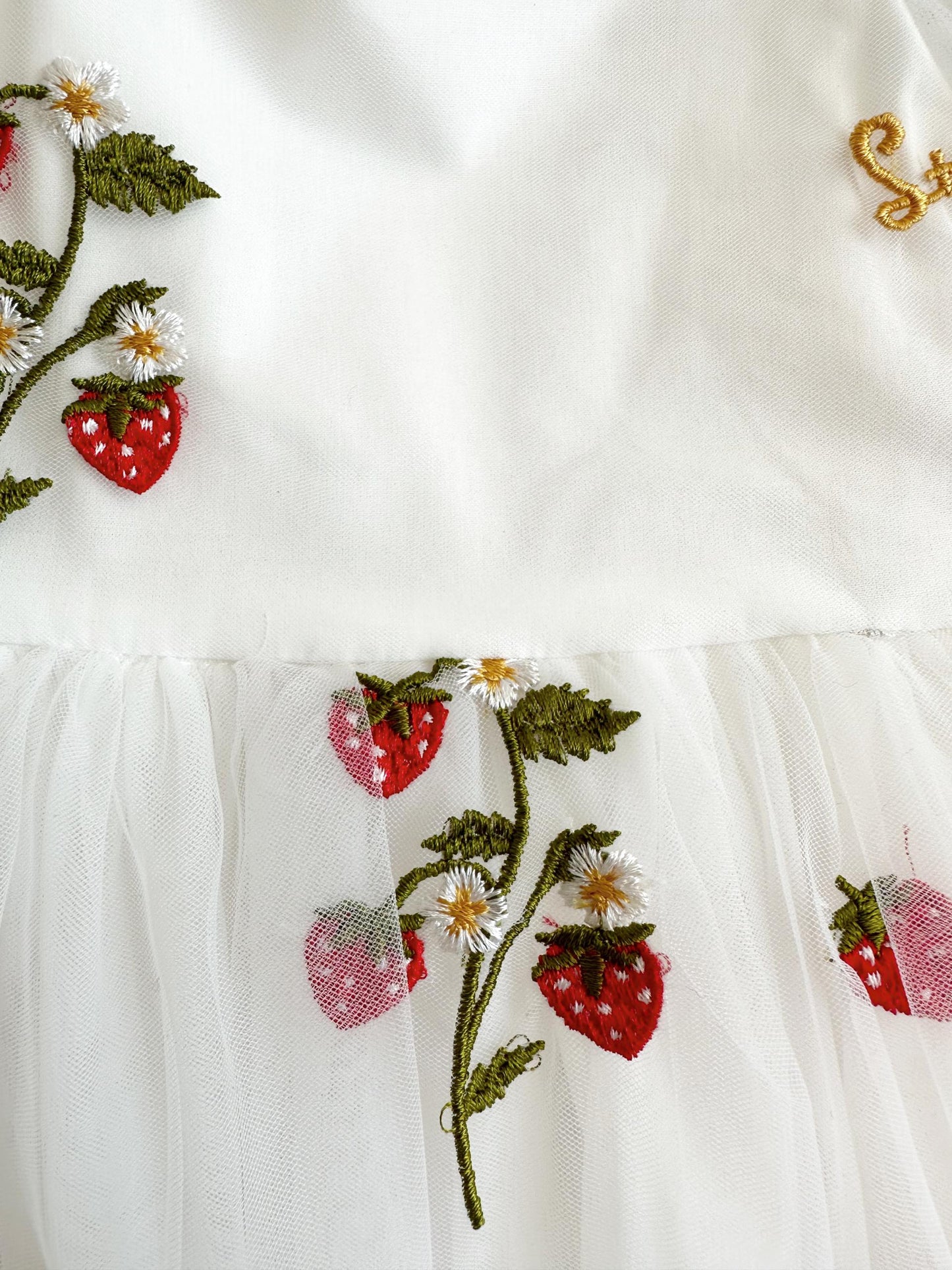 Strawberry Fields White Baby Girl Tulle Party Romper