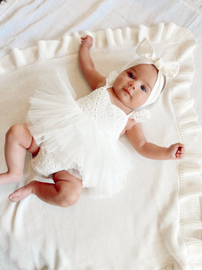 Trixie Belle White Tutu Baby Girl Tulle Party Romper