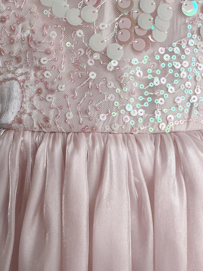 Mermaid Sequin Pink Organza Baby Girl Party Romper