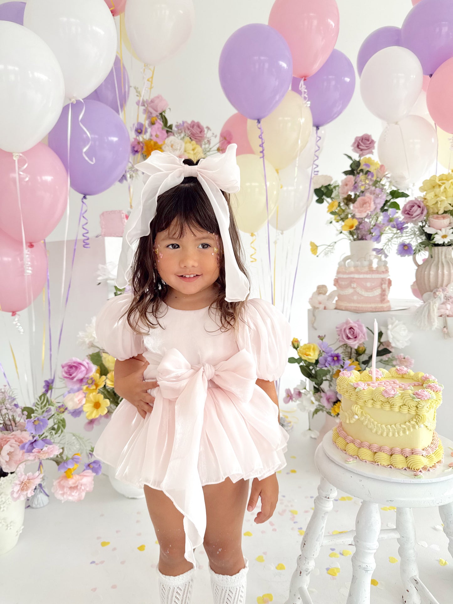 Scarlette Rose Petal Pink Organza Baby Girl Party Romper