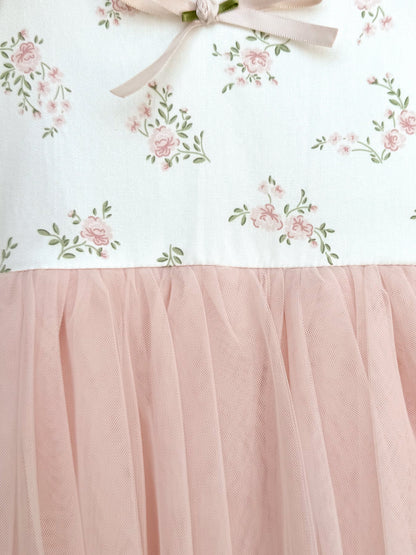 Odessa Flower Perfect Pink Floral Baby Girl Tulle Party Romper
