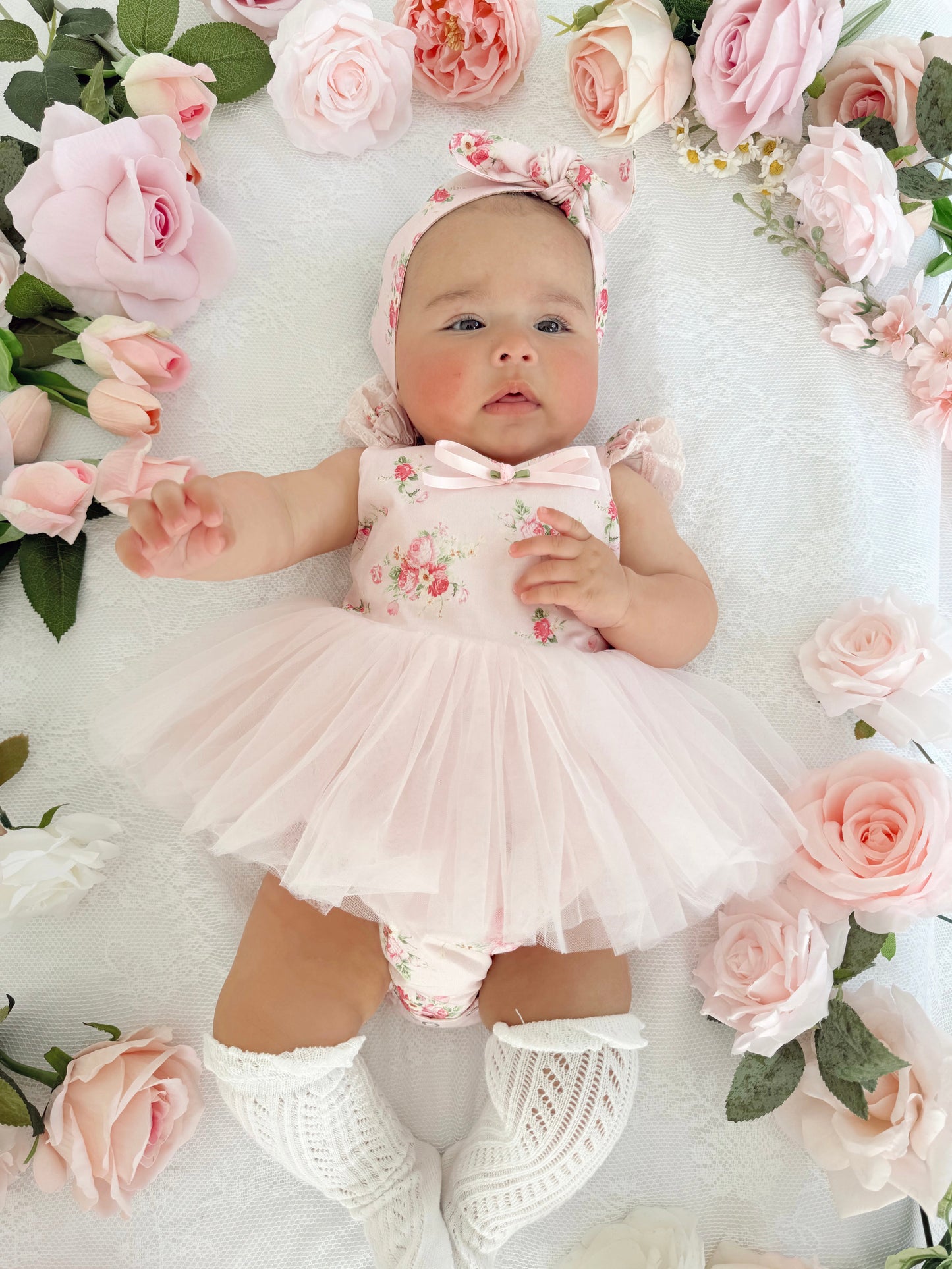 Mirabelle Flower Candy Pink Baby Girl Floral Tulle Party Romper