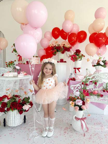 Peach Sorbet Gingham Baby Girl Tulle Party Romper