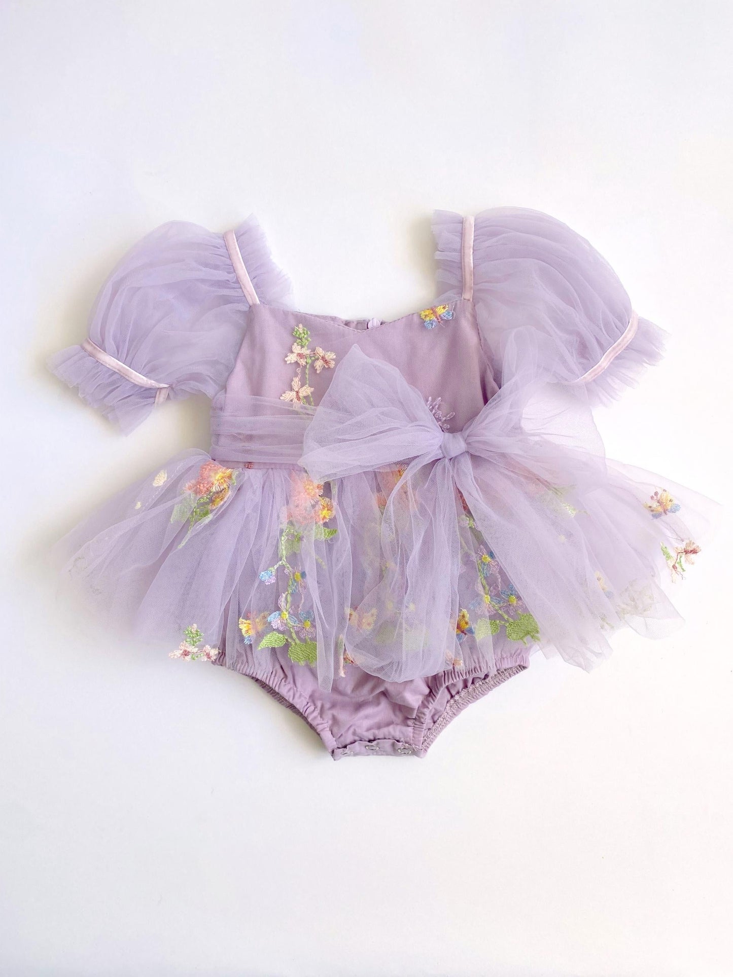 Cupcake Lavender Baby Girl Tulle Party Romper