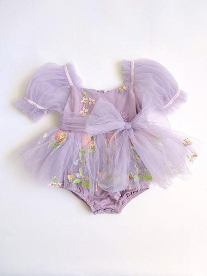 Cupcake Lavender Baby Girl Tulle Party Romper