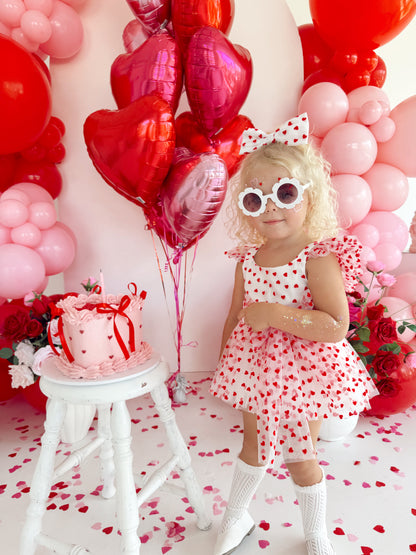 Valentina White Heart Baby Girl Tulle Party Romper