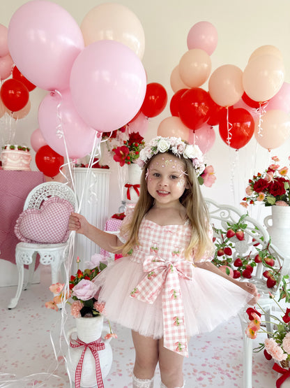 Berry Bliss Pink Gingham Baby Girl Tulle Party Romper
