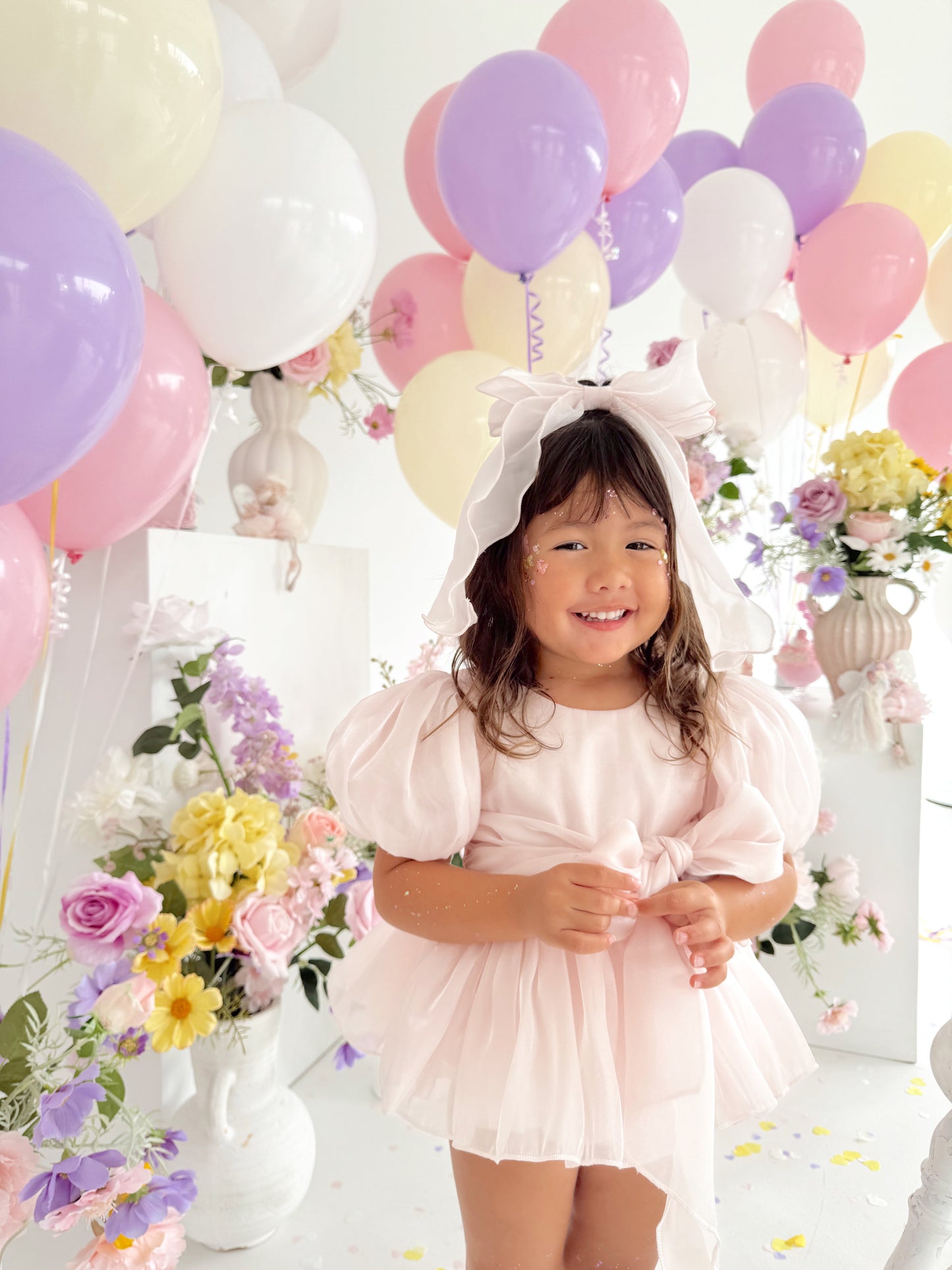 Scarlette Rose Petal Pink Organza Baby Girl Party Romper