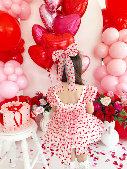Valentina White Heart Baby Girl Tulle Party Romper