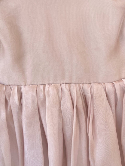Clementine Matte Blush Rose Pink Organza Baby Girl Romper