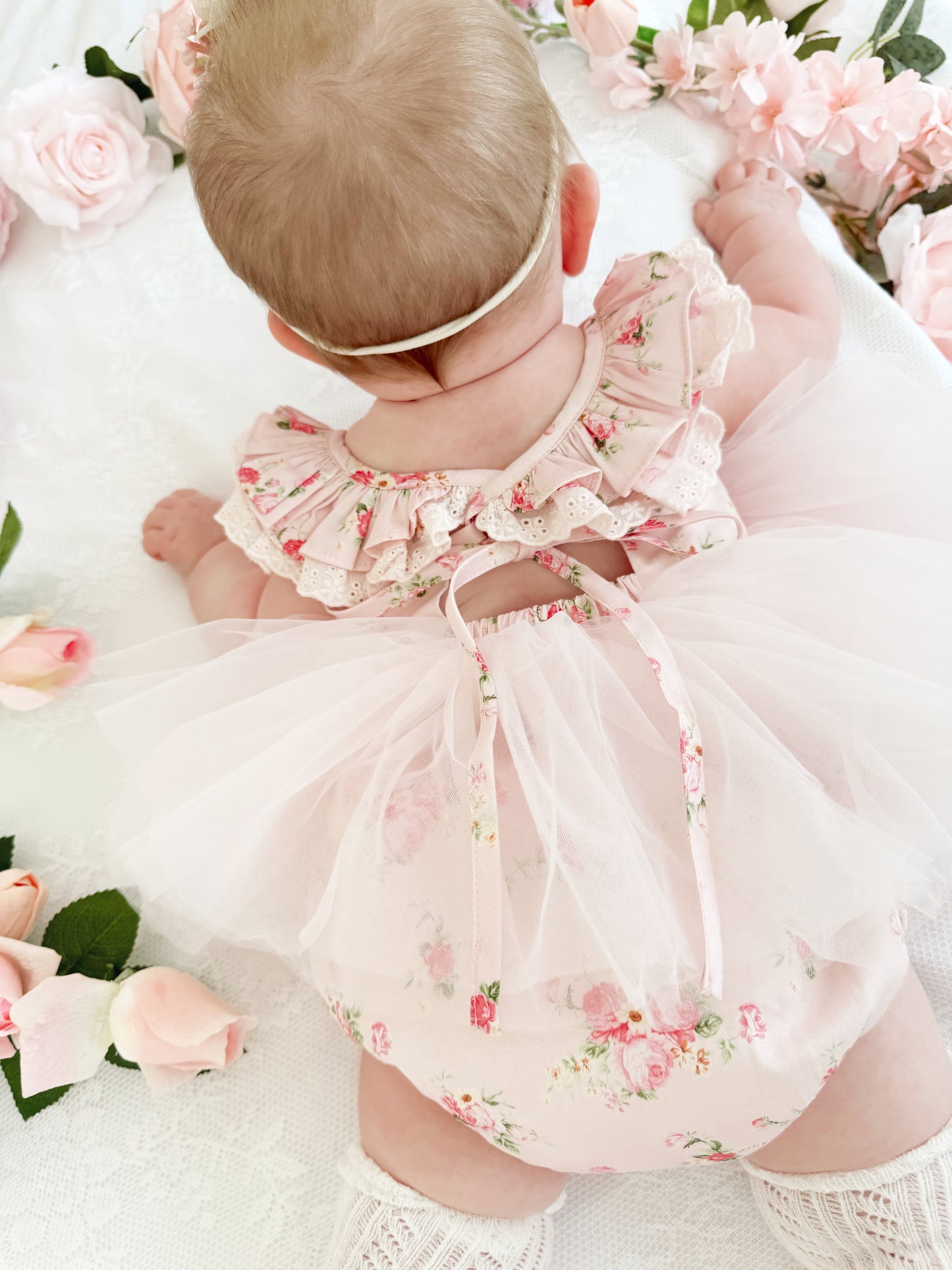 Mirabelle Flower Candy Pink Baby Girl Floral Tulle Party Romper