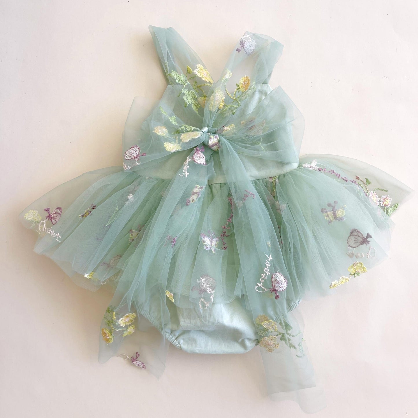 Sugar Plum Forest Green Baby Girl Tulle Party Romper