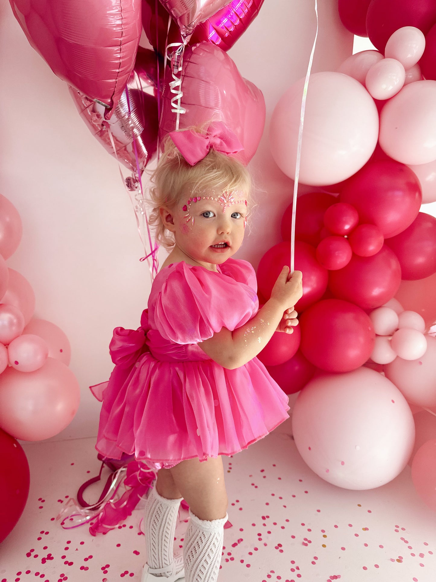 Dolly Fuchsia Pink Organza Baby Girl Party Romper