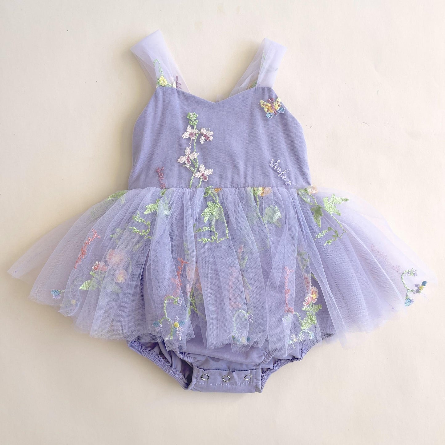 Sugar Plum Lavender Baby Girl Tulle Party Romper