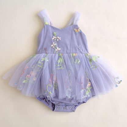 Sugar Plum Lavender Baby Girl Tulle Party Romper