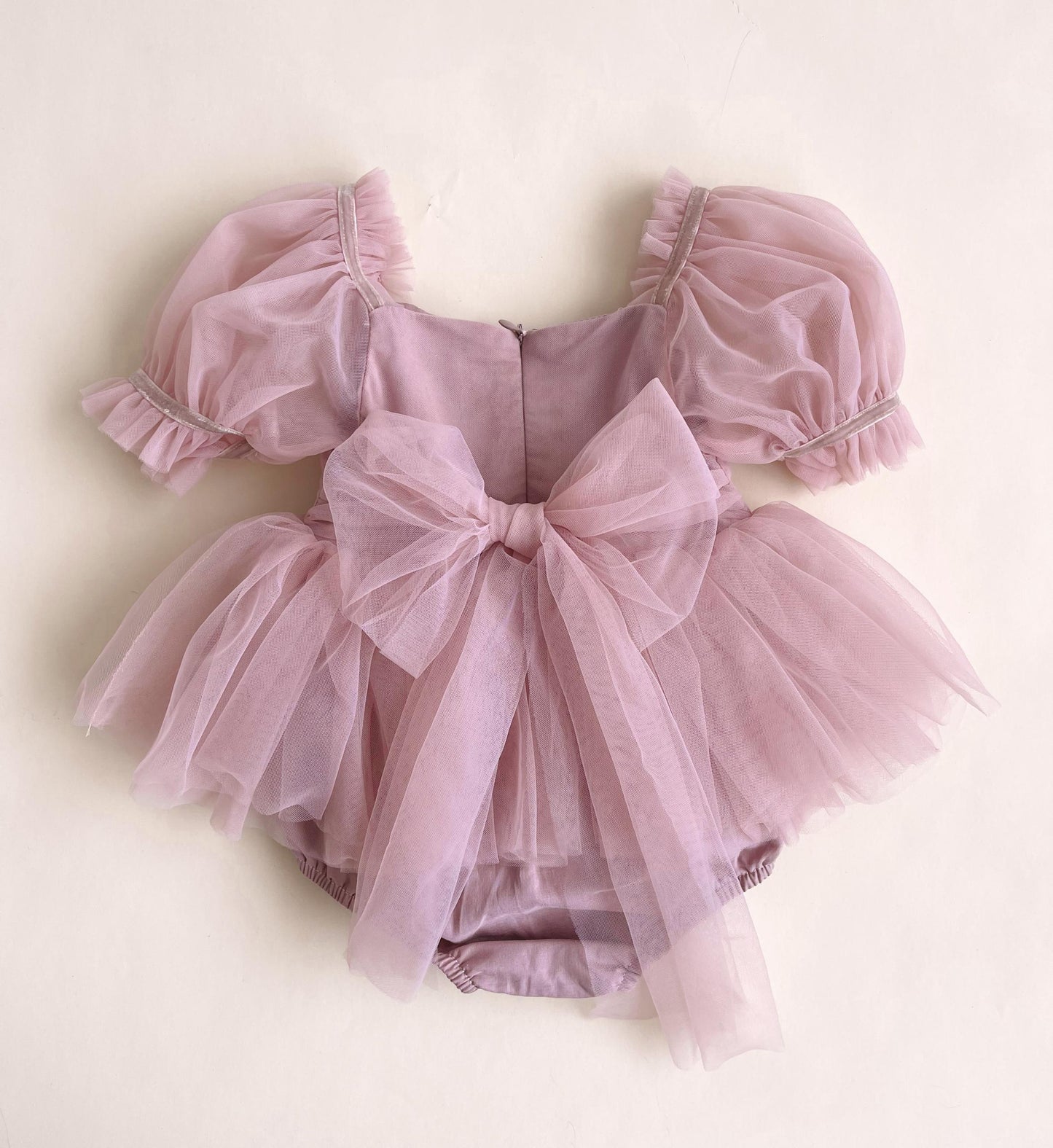 Dusty Rose Flower Fairy Baby Girl Pink Tulle Romper
