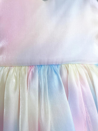 Lolly Pastel Rainbow Organza Baby Girl Party Romper