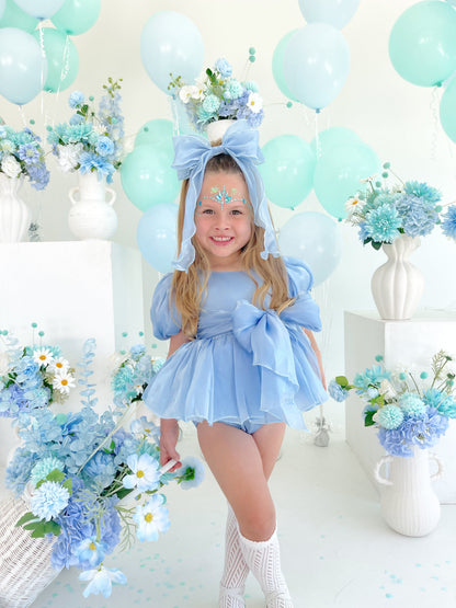 Dolly Dove Blue Organza Baby Girl Party Romper