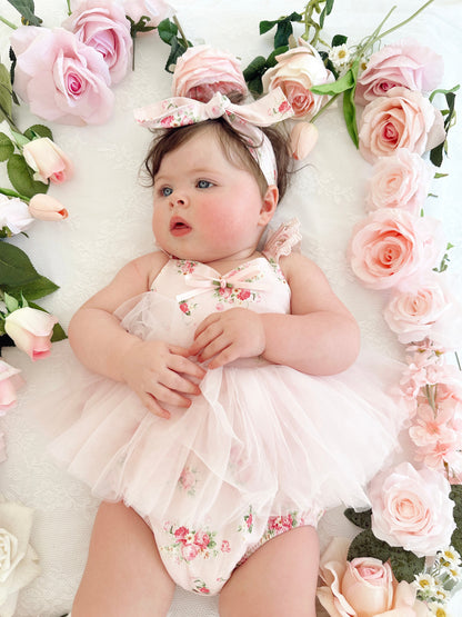 Mirabelle Flower Candy Pink Baby Girl Floral Tulle Party Romper