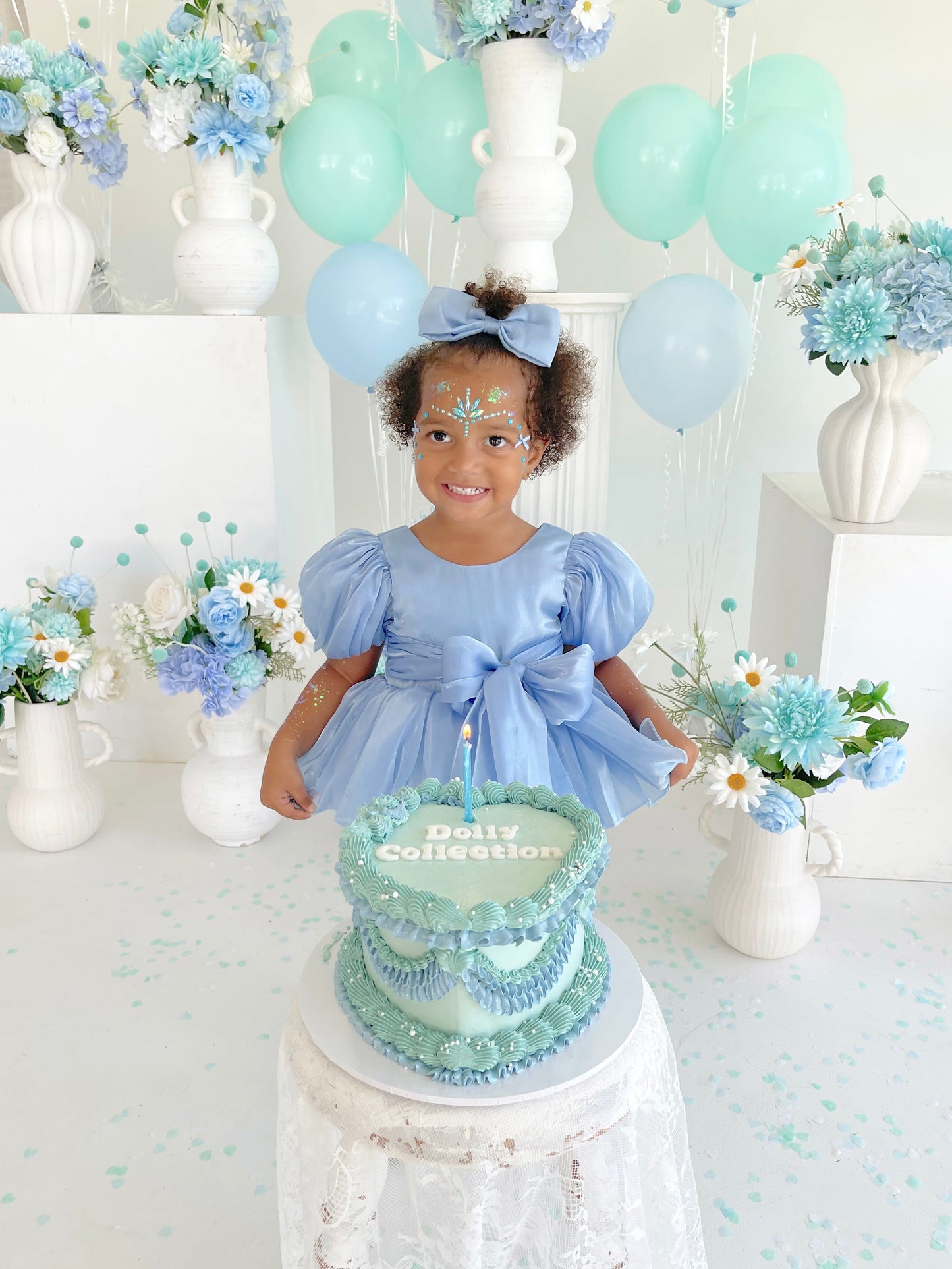 Dolly Dove Blue Organza Baby Girl Party Romper