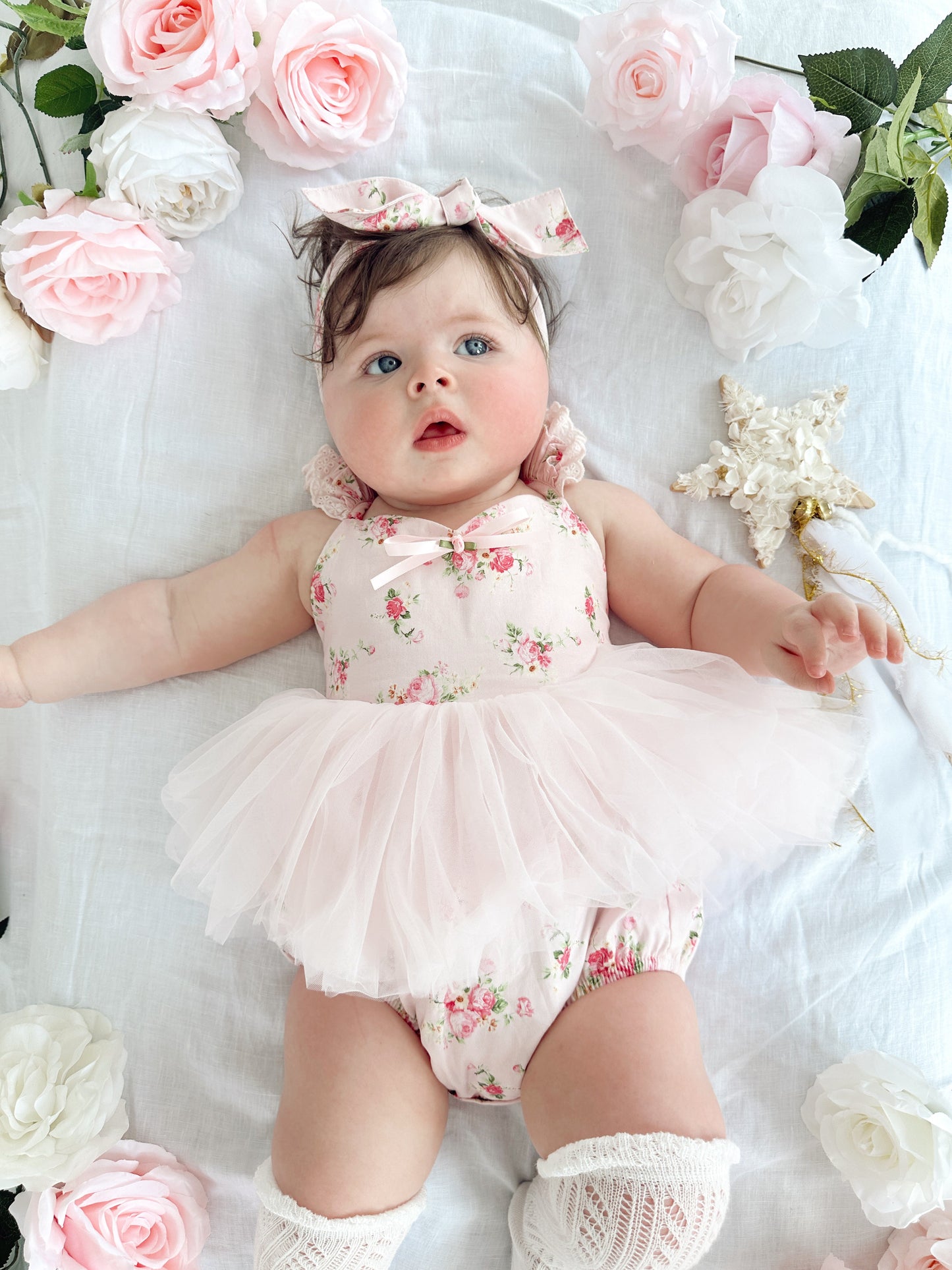 Mirabelle Flower Candy Pink Baby Girl Floral Tulle Party Romper