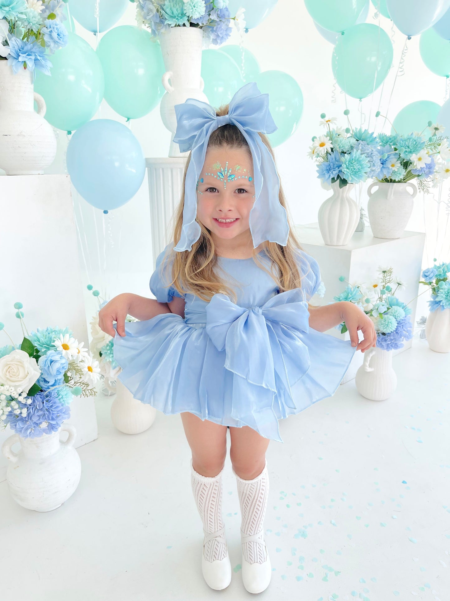 Dolly Dove Blue Organza Baby Girl Party Romper