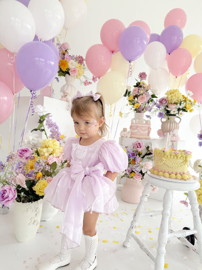 Scarlette Rose Purple Pearl Organza Baby Girl Party Romper