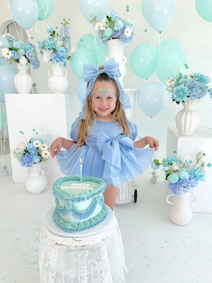 Dolly Dove Blue Organza Baby Girl Party Romper