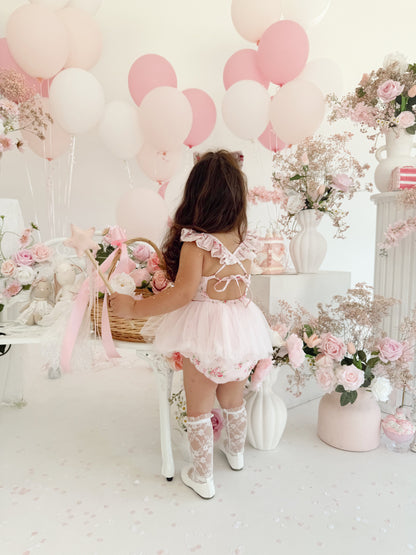 Mirabelle Flower Candy Pink Baby Girl Floral Tulle Party Romper