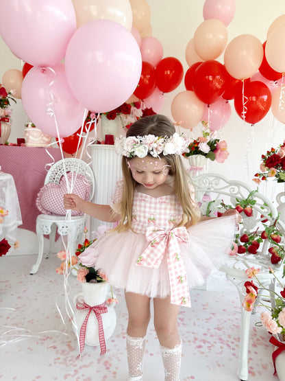 Berry Bliss Pink Gingham Baby Girl Tulle Party Romper