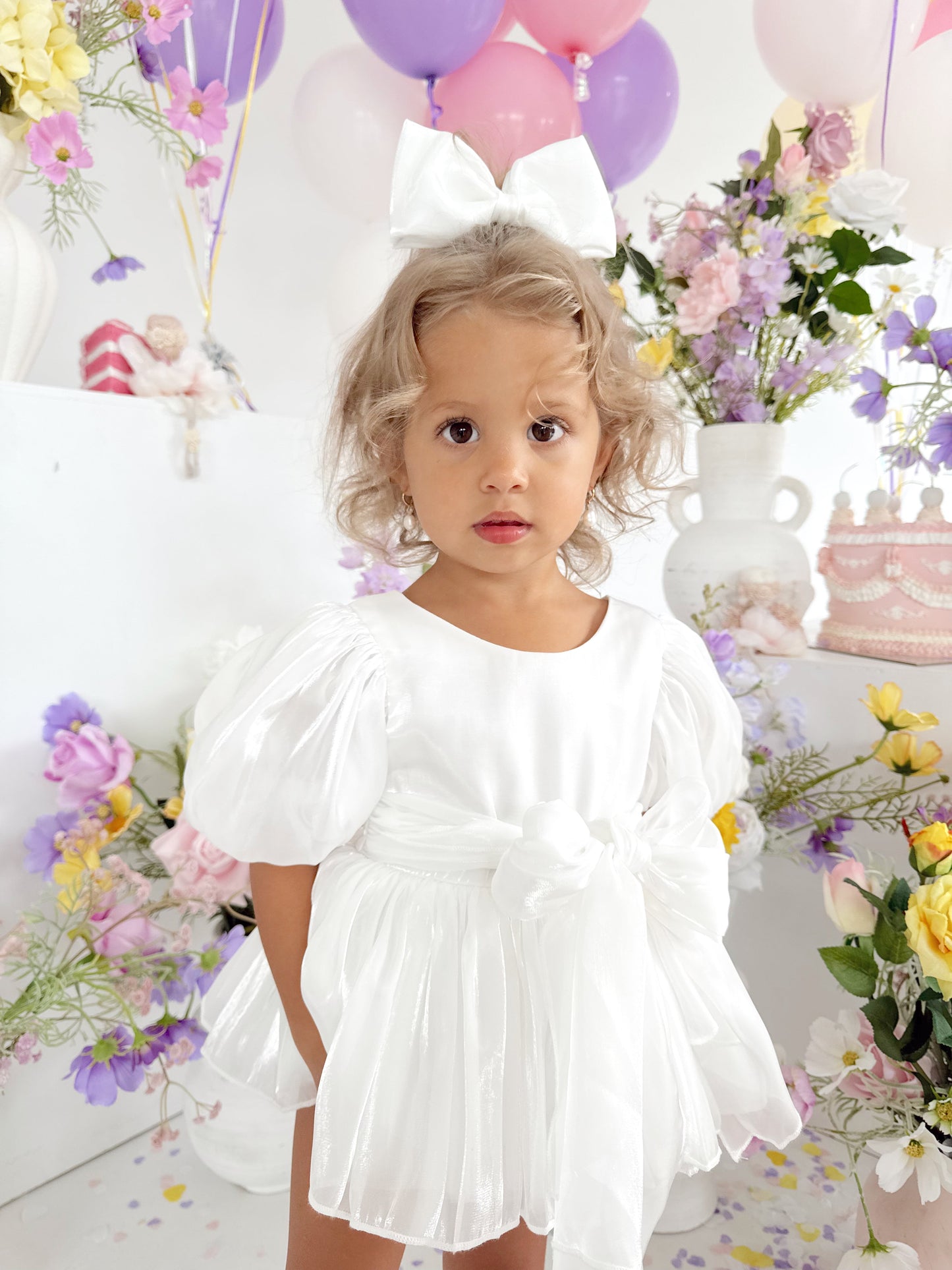 Dolly White Organza Baby Girl Party Romper