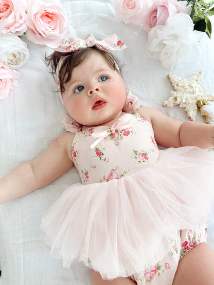 Mirabelle Flower Candy Pink Baby Girl Floral Tulle Party Romper