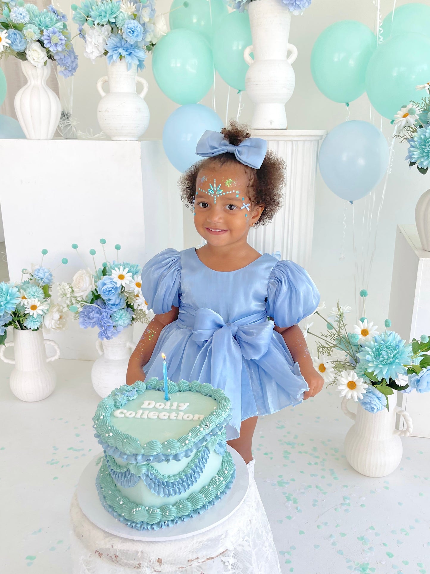 Dolly Dove Blue Organza Baby Girl Party Romper
